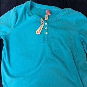 HUE Turquoise Long Sleeve Tee, new with tag, small
